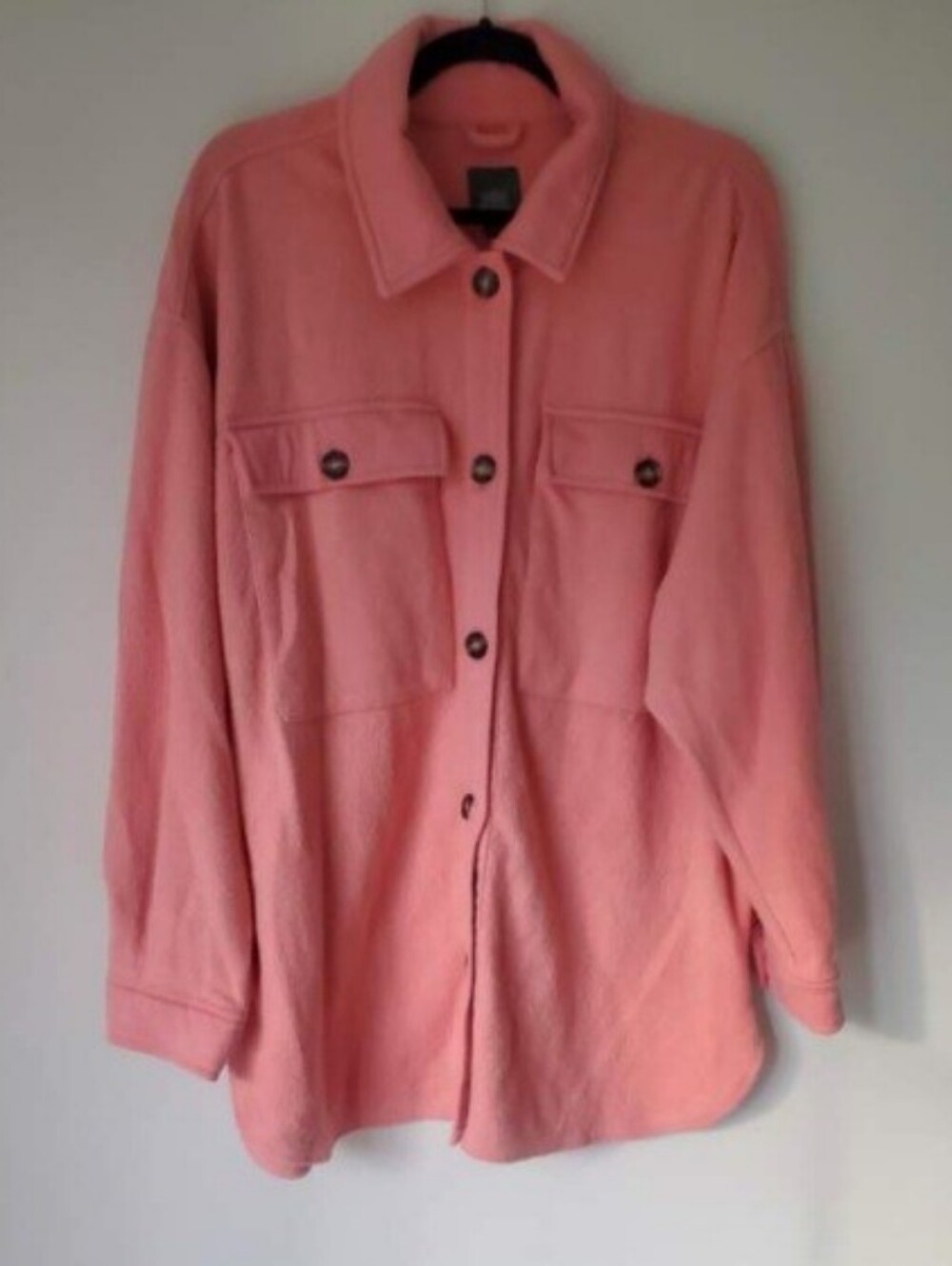Wild Fable Coral Fuzzy Cotton Utility Button-up Shacket Size L